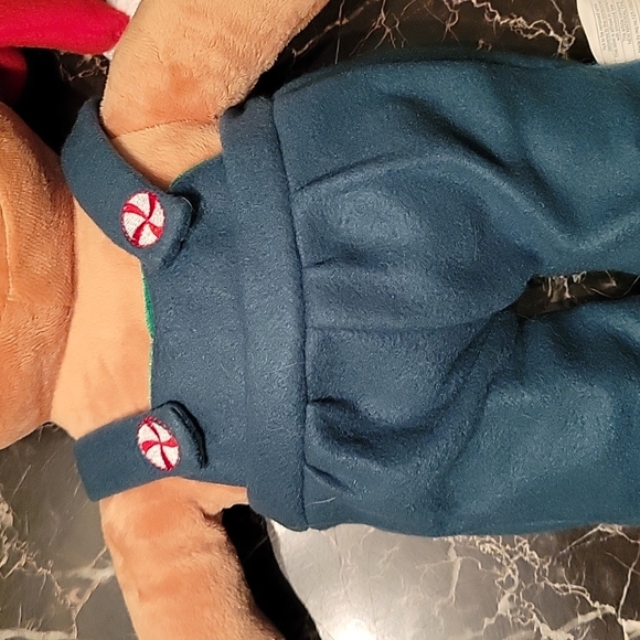 18" Gingerbread Doll Plush Overalls green clothes Santa Hat Christmas Decoration - Picture 3 of 8